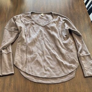 Elegant Long Sleeve Knit Top - Taupe